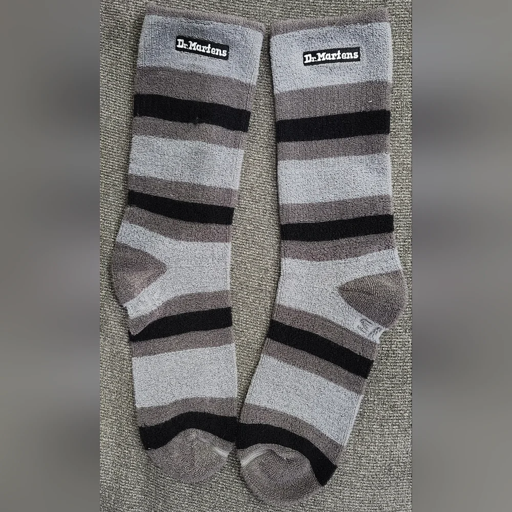 Dr. Martens Grey Black Striped Terry Socks Adult Size M/L